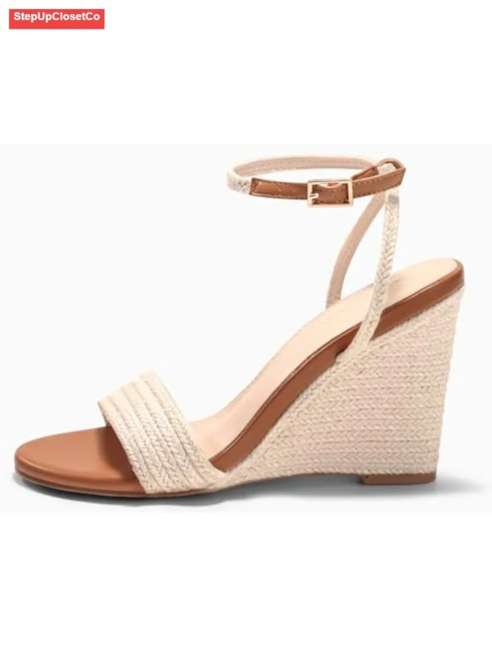 Womens Espadrille Wedges Sandals Raffia Open Toe Ankle Strap Summer Shoes
